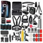Gopro HERO10 - Action Camera + 64GB Card, 50 Piece Accessory Kit And 2 Batteries. Fixed Price $463.95.